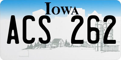 IA license plate ACS262