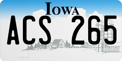 IA license plate ACS265