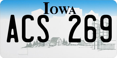 IA license plate ACS269