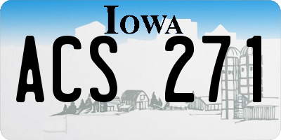 IA license plate ACS271