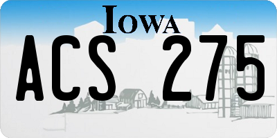 IA license plate ACS275