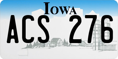 IA license plate ACS276