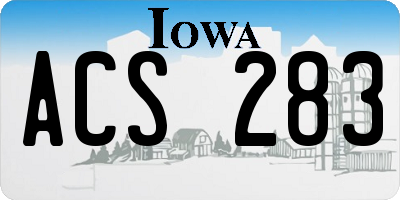 IA license plate ACS283