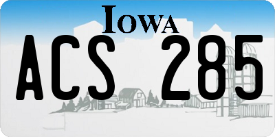 IA license plate ACS285