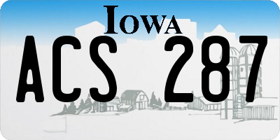 IA license plate ACS287
