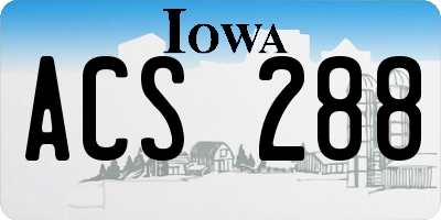 IA license plate ACS288