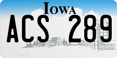 IA license plate ACS289