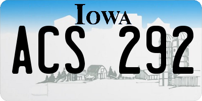 IA license plate ACS292