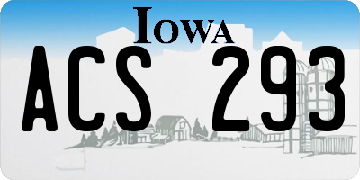 IA license plate ACS293