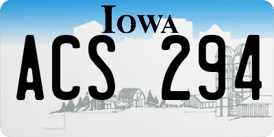 IA license plate ACS294