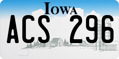 IA license plate ACS296