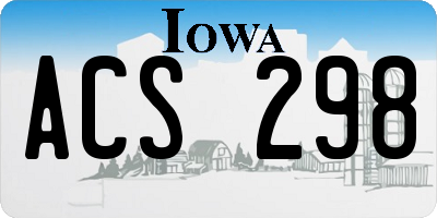 IA license plate ACS298
