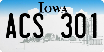 IA license plate ACS301