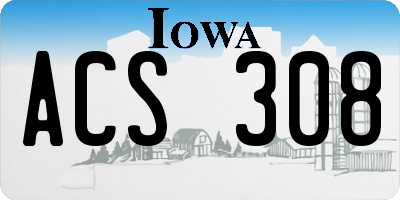 IA license plate ACS308