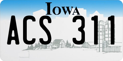 IA license plate ACS311