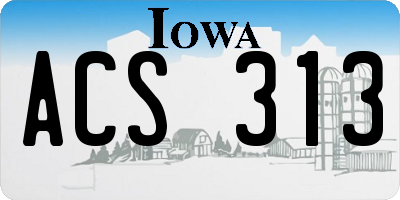 IA license plate ACS313
