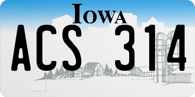 IA license plate ACS314