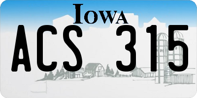 IA license plate ACS315