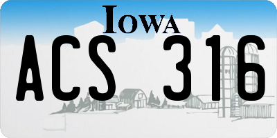 IA license plate ACS316