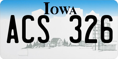 IA license plate ACS326