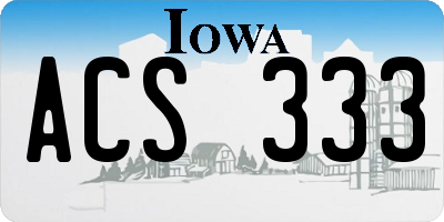 IA license plate ACS333