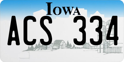IA license plate ACS334
