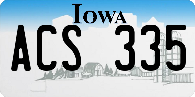 IA license plate ACS335