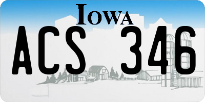 IA license plate ACS346