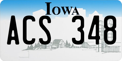 IA license plate ACS348