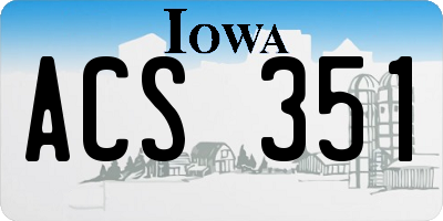 IA license plate ACS351