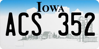 IA license plate ACS352