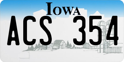 IA license plate ACS354