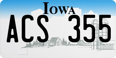 IA license plate ACS355