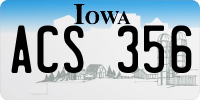 IA license plate ACS356