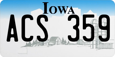 IA license plate ACS359