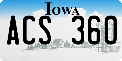 IA license plate ACS360