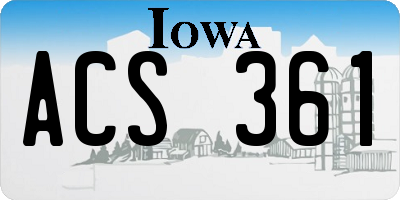IA license plate ACS361