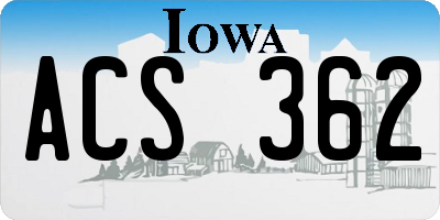 IA license plate ACS362