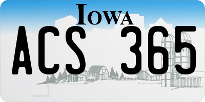 IA license plate ACS365
