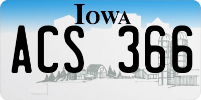 IA license plate ACS366