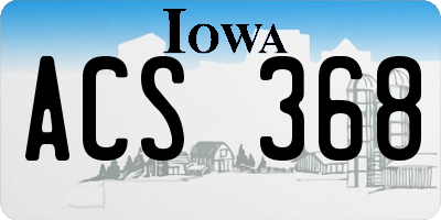IA license plate ACS368