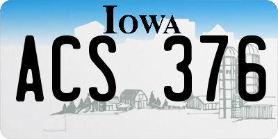 IA license plate ACS376
