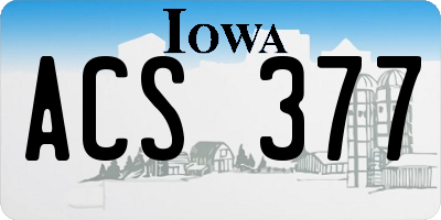 IA license plate ACS377