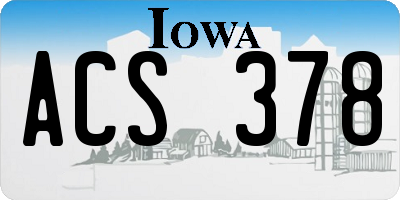 IA license plate ACS378