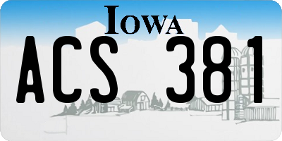 IA license plate ACS381