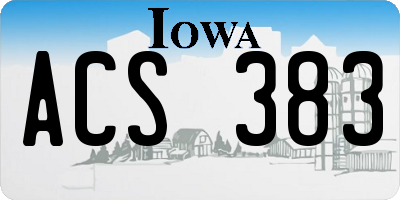 IA license plate ACS383