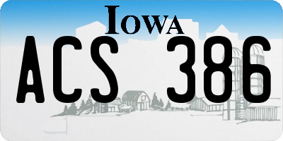 IA license plate ACS386