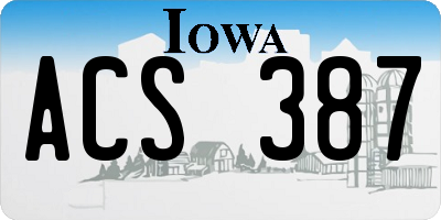 IA license plate ACS387
