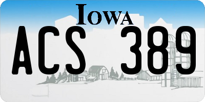 IA license plate ACS389