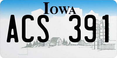 IA license plate ACS391